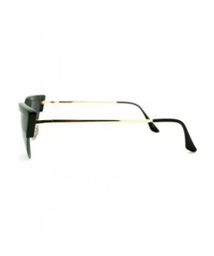 Womens Mod Half Rim Cat Eye 20s Retro Fashion Goth Sunglasses - Black Gold - CQ11GT4DF69 $5.10 Oval