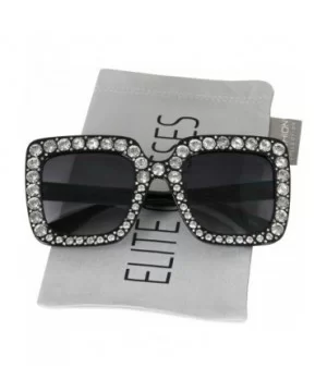 Oversized Square Frame Bling Rhinestone Crystal Brand Designer Sunglasses For Women 2018 - Black - C918C5MHYLR $7.98 Oversized