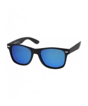 Matte Finish Reflective Color Mirror Lens Large Square Horn Rimmed Sunglasses 55mm - C312N4WWYHL $8.42 Aviator