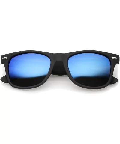 Matte Finish Reflective Color Mirror Lens Large Square Horn Rimmed Sunglasses 55mm - C312N4WWYHL $8.42 Aviator