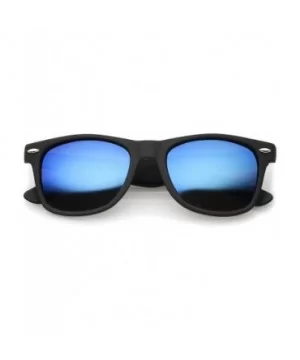 Matte Finish Reflective Color Mirror Lens Large Square Horn Rimmed Sunglasses 55mm - C312N4WWYHL $8.42 Aviator