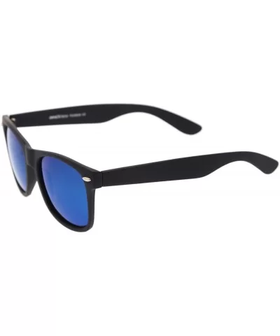 Matte Finish Reflective Color Mirror Lens Large Square Horn Rimmed Sunglasses 55mm - C312N4WWYHL $8.42 Aviator