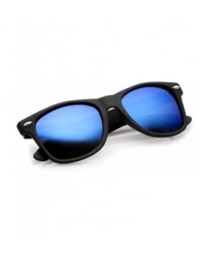 Matte Finish Reflective Color Mirror Lens Large Square Horn Rimmed Sunglasses 55mm - C312N4WWYHL $8.42 Aviator