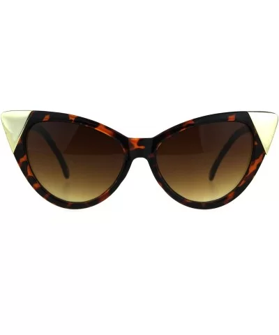 Womens Goth Metal Horn Cat Eye Mod Diva Sunglasses - Tortoise Brown - CD189LIX7X3 $10.73 Oval