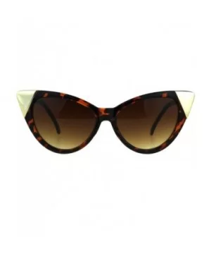 Womens Goth Metal Horn Cat Eye Mod Diva Sunglasses - Tortoise Brown - CD189LIX7X3 $10.73 Oval