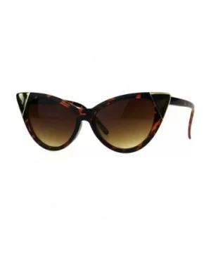 Womens Goth Metal Horn Cat Eye Mod Diva Sunglasses - Tortoise Brown - CD189LIX7X3 $10.73 Oval