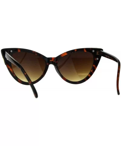 Womens Goth Metal Horn Cat Eye Mod Diva Sunglasses - Tortoise Brown - CD189LIX7X3 $10.73 Oval