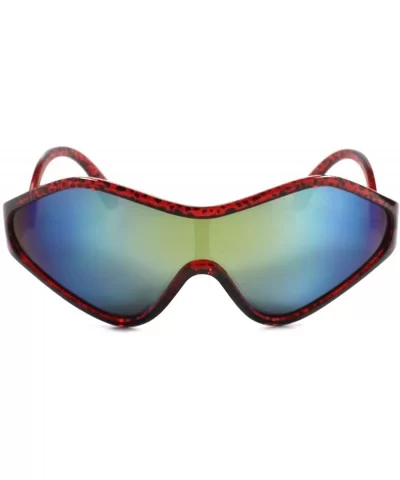 Costume Party Rave Funky Alien Cosplay Retro Futuristic Wrap Sun Glasses - Red / Light Green - CV18930H9O4 $10.03 Wrap