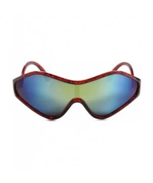 Costume Party Rave Funky Alien Cosplay Retro Futuristic Wrap Sun Glasses - Red / Light Green - CV18930H9O4 $10.03 Wrap