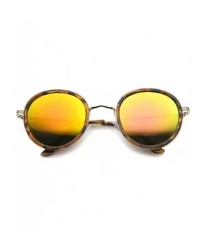 Classic Dapper Side Cover Colored Mirror Lens Round Sunglasses 52mm - Tortoise-gold / Orange Mirror - CB12I21RLK7 $7.33 Round