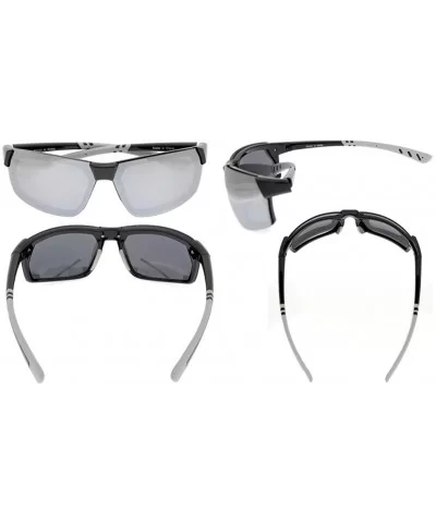 Polycarbonate Polarized TR90 Unbreakable Sport Sunglasses - Black/Silver Mirror - CB12O6E4U5F $13.15 Sport