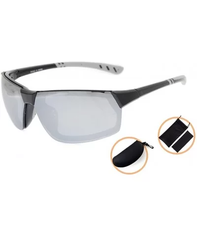 Polycarbonate Polarized TR90 Unbreakable Sport Sunglasses - Black/Silver Mirror - CB12O6E4U5F $13.15 Sport