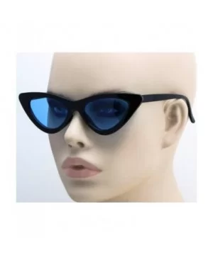 Cat Eye Sunglasses Clout Goggle Sexy Women Exaggerated Slim Frame Colorful Tinted Lens - Black Blue - C1189RLQQ2D $6.05 Goggle