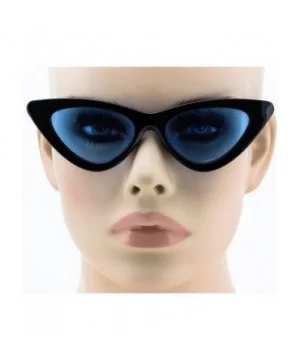 Cat Eye Sunglasses Clout Goggle Sexy Women Exaggerated Slim Frame Colorful Tinted Lens - Black Blue - C1189RLQQ2D $6.05 Goggle