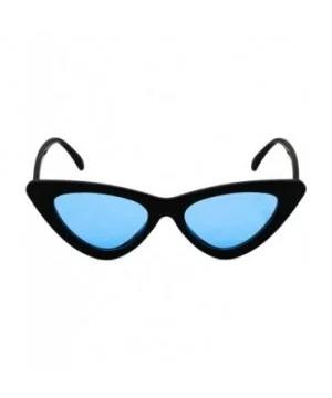 Cat Eye Sunglasses Clout Goggle Sexy Women Exaggerated Slim Frame Colorful Tinted Lens - Black Blue - C1189RLQQ2D $6.05 Goggle