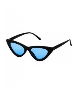 Cat Eye Sunglasses Clout Goggle Sexy Women Exaggerated Slim Frame Colorful Tinted Lens - Black Blue - C1189RLQQ2D $6.05 Goggle