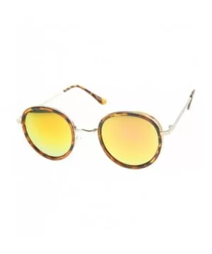 Classic Dapper Side Cover Colored Mirror Lens Round Sunglasses 52mm - Tortoise-gold / Orange Mirror - CB12I21RLK7 $7.33 Round