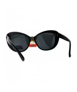 Antiglare Polarized Rhinestone Bling Thick Plastic Cat Eye Diva Sunglasses - All Black - CD183SEZHML $10.61 Cat Eye