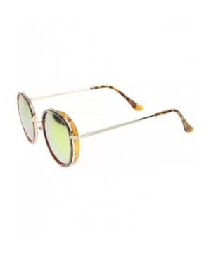 Classic Dapper Side Cover Colored Mirror Lens Round Sunglasses 52mm - Tortoise-gold / Orange Mirror - CB12I21RLK7 $7.33 Round