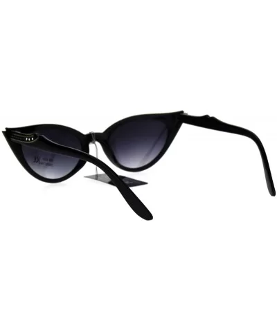 Womens Rhinestone Nouveau Goth Cat Eye Small Snug Plastic Sunglasses - Black Smoke - C81862ZHUG5 $12.14 Cat Eye