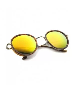 Classic Dapper Side Cover Colored Mirror Lens Round Sunglasses 52mm - Tortoise-gold / Orange Mirror - CB12I21RLK7 $7.33 Round