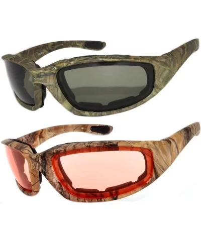 Set of 2 - 3 Pairs Motorcycle CAMO Padded Foam Sport Glasses Colored Lens - Camo1_green-camo3_pink - C9183YDL85X $10.01 Goggle