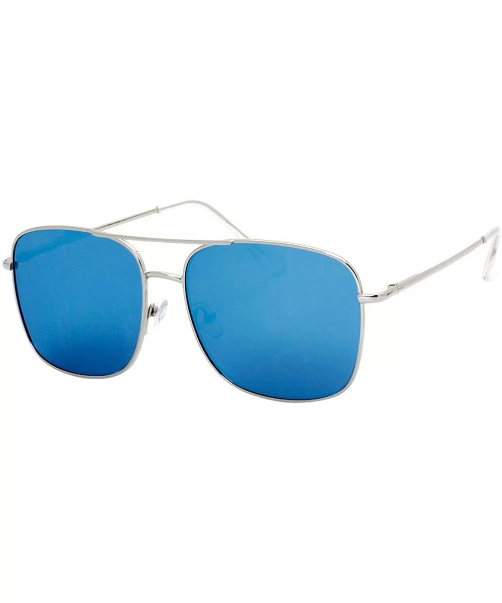 Vintage Stylish Boxed Frame Aviator Sunglasses Summer Edition - Blue - CF18U85HW0O $6.30 Square