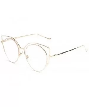 Womens Fashion Round Metal Cut-Out Clear Lens Cat Sunglasses - Gold-clear - CP12O5DRZZY $7.58 Oval