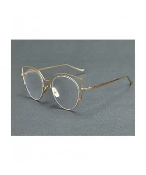 Womens Fashion Round Metal Cut-Out Clear Lens Cat Sunglasses - Gold-clear - CP12O5DRZZY $7.58 Oval