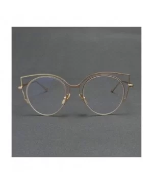 Womens Fashion Round Metal Cut-Out Clear Lens Cat Sunglasses - Gold-clear - CP12O5DRZZY $7.58 Oval