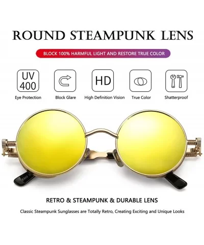 Round Steampunk Sunglasses for Men Women Gothic Glasses John Lennon Style Metal Frame 100% UV Blocking Lens - CA19DIE8W7E $10...