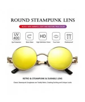 Round Steampunk Sunglasses for Men Women Gothic Glasses John Lennon Style Metal Frame 100% UV Blocking Lens - CA19DIE8W7E $10...