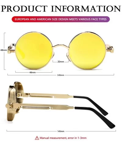 Round Steampunk Sunglasses for Men Women Gothic Glasses John Lennon Style Metal Frame 100% UV Blocking Lens - CA19DIE8W7E $10...