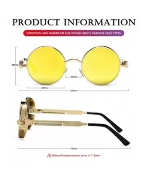 Round Steampunk Sunglasses for Men Women Gothic Glasses John Lennon Style Metal Frame 100% UV Blocking Lens - CA19DIE8W7E $10...