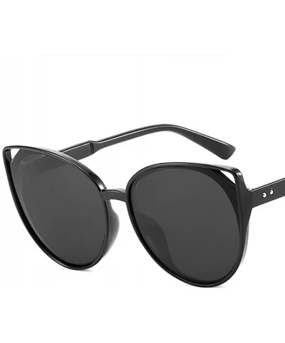 Women Sunglasses Retro Bright Black Grey Drive Holiday Oval Non-Polarized UV400 - Bright Black Grey - C918RLXHXG9 $6.76 Oval