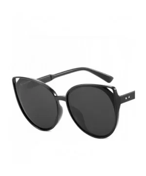 Women Sunglasses Retro Bright Black Grey Drive Holiday Oval Non-Polarized UV400 - Bright Black Grey - C918RLXHXG9 $6.76 Oval