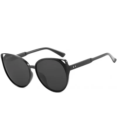 Women Sunglasses Retro Bright Black Grey Drive Holiday Oval Non-Polarized UV400 - Bright Black Grey - C918RLXHXG9 $6.76 Oval