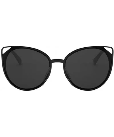 Women Sunglasses Retro Bright Black Grey Drive Holiday Oval Non-Polarized UV400 - Bright Black Grey - C918RLXHXG9 $6.76 Oval