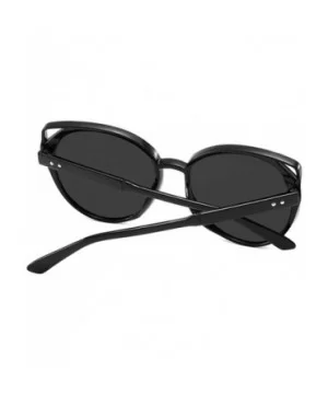 Women Sunglasses Retro Bright Black Grey Drive Holiday Oval Non-Polarized UV400 - Bright Black Grey - C918RLXHXG9 $6.76 Oval