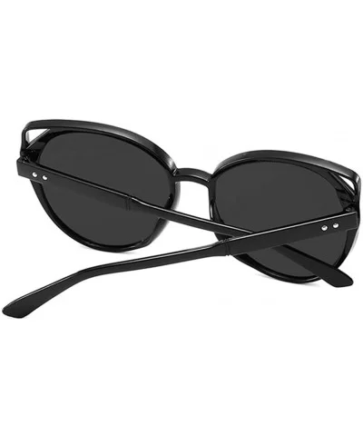 Women Sunglasses Retro Bright Black Grey Drive Holiday Oval Non-Polarized UV400 - Bright Black Grey - C918RLXHXG9 $6.76 Oval