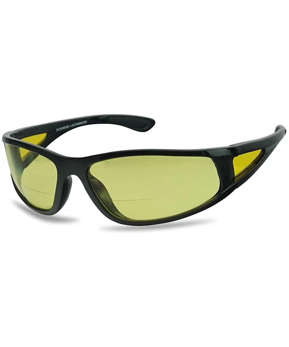 Driving Bifocal Polycarbonate Reading Sunglasses - Shiny Black - Yellow - C518WA37CK0 $15.09 Sport