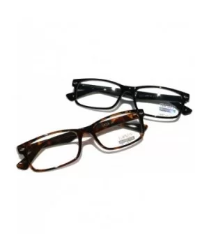 Casual Fashion Horned Rim Rectangular Frame Clear Lens Eye Glasses - 2 Pair Black&tortoise - CM11QCHKN3L $8.08 Rimless