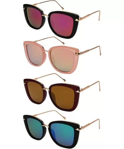 Chic Cat Eye Sunglasses with Flat Colored Mirror Lenses 3310-FLREV - Jelly Red - C3183XESSED $6.39 Square