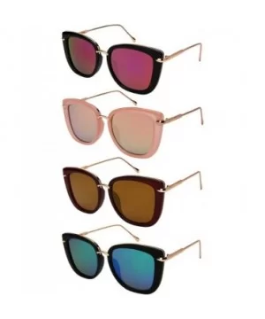 Chic Cat Eye Sunglasses with Flat Colored Mirror Lenses 3310-FLREV - Jelly Red - C3183XESSED $6.39 Square