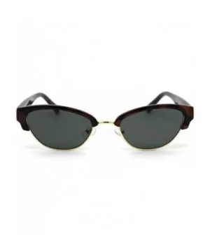 Womens Narrow Oval Half Rim Hipster DJ Sunglasses - Gold Tortoise Green - CP1950UUQWX $9.09 Oval