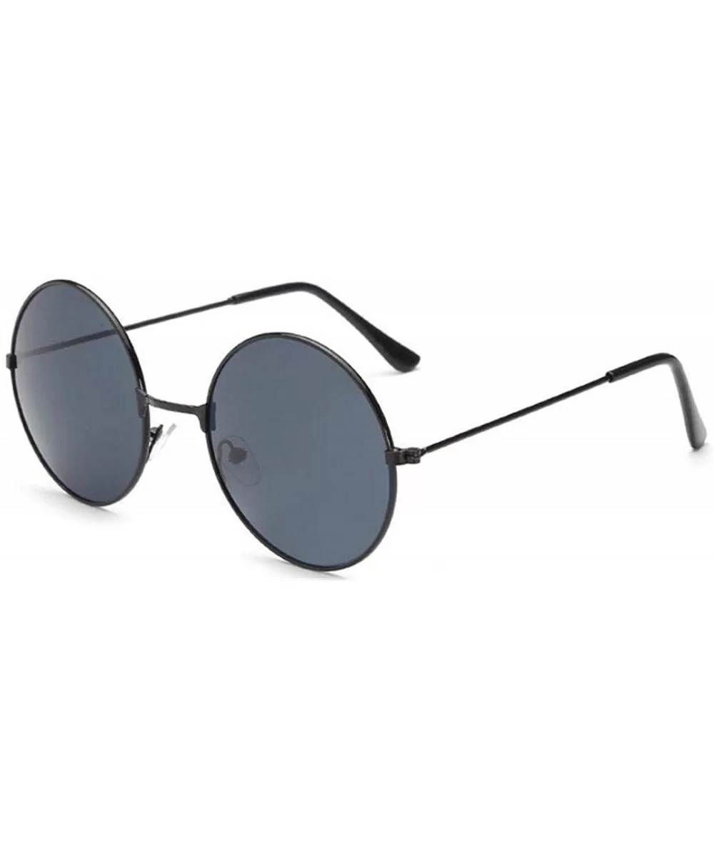 Women Round Sunglasses Retro Gold Silver Black Frame Unisex Eyewear FeSun Glasses Men Oculos Gafas - Black - CJ199C9ATU7 $22....