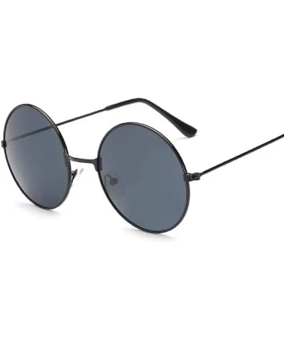 Women Round Sunglasses Retro Gold Silver Black Frame Unisex Eyewear FeSun Glasses Men Oculos Gafas - Black - CJ199C9ATU7 $22....