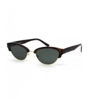 Womens Narrow Oval Half Rim Hipster DJ Sunglasses - Gold Tortoise Green - CP1950UUQWX $9.09 Oval