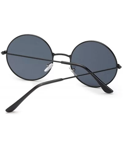 Women Round Sunglasses Retro Gold Silver Black Frame Unisex Eyewear FeSun Glasses Men Oculos Gafas - Black - CJ199C9ATU7 $22....