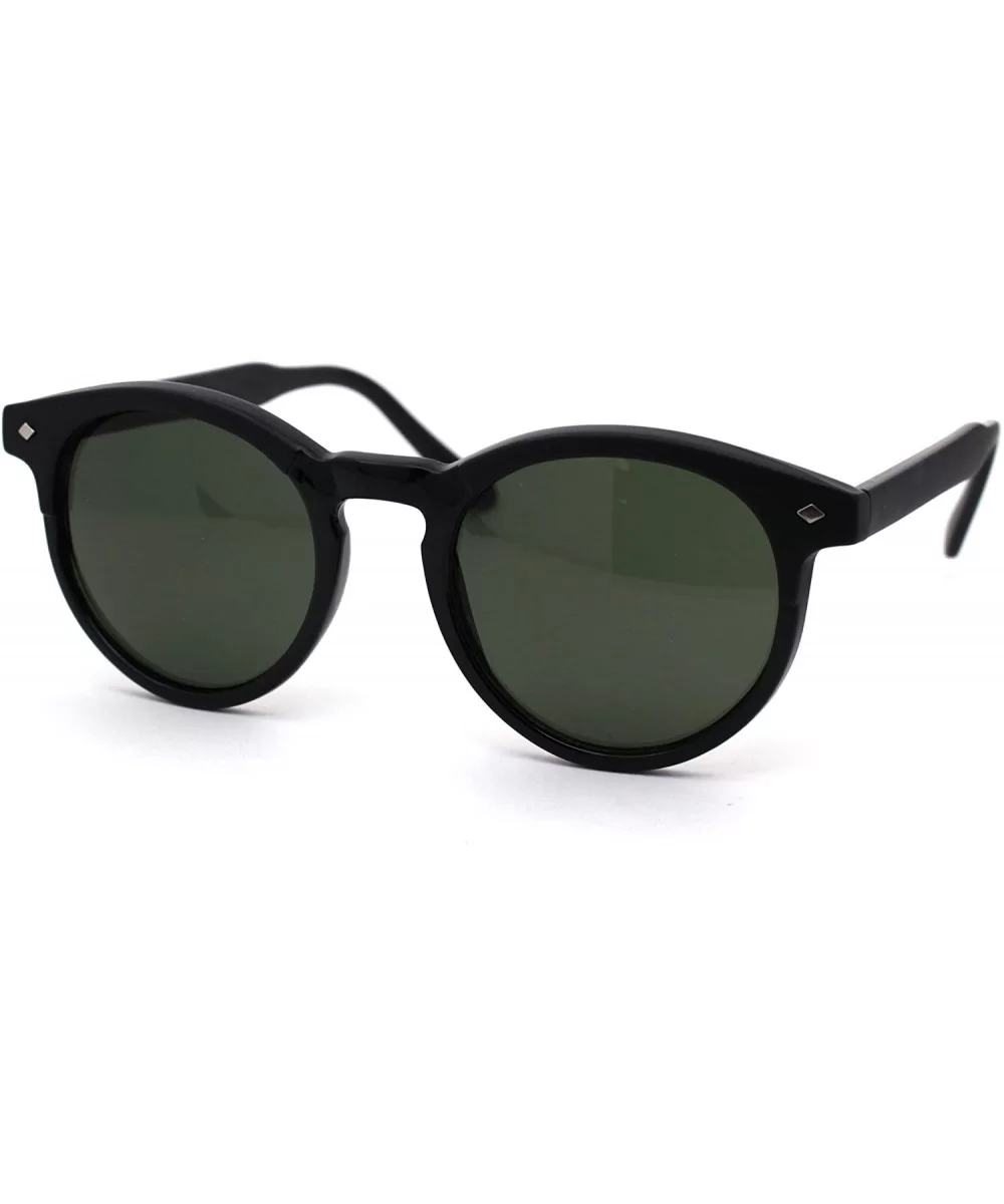 Mod Round Thick Plastic Keyhole Horn Rim Sunglasses - Black Green - CM18ZDWML9G $8.05 Round